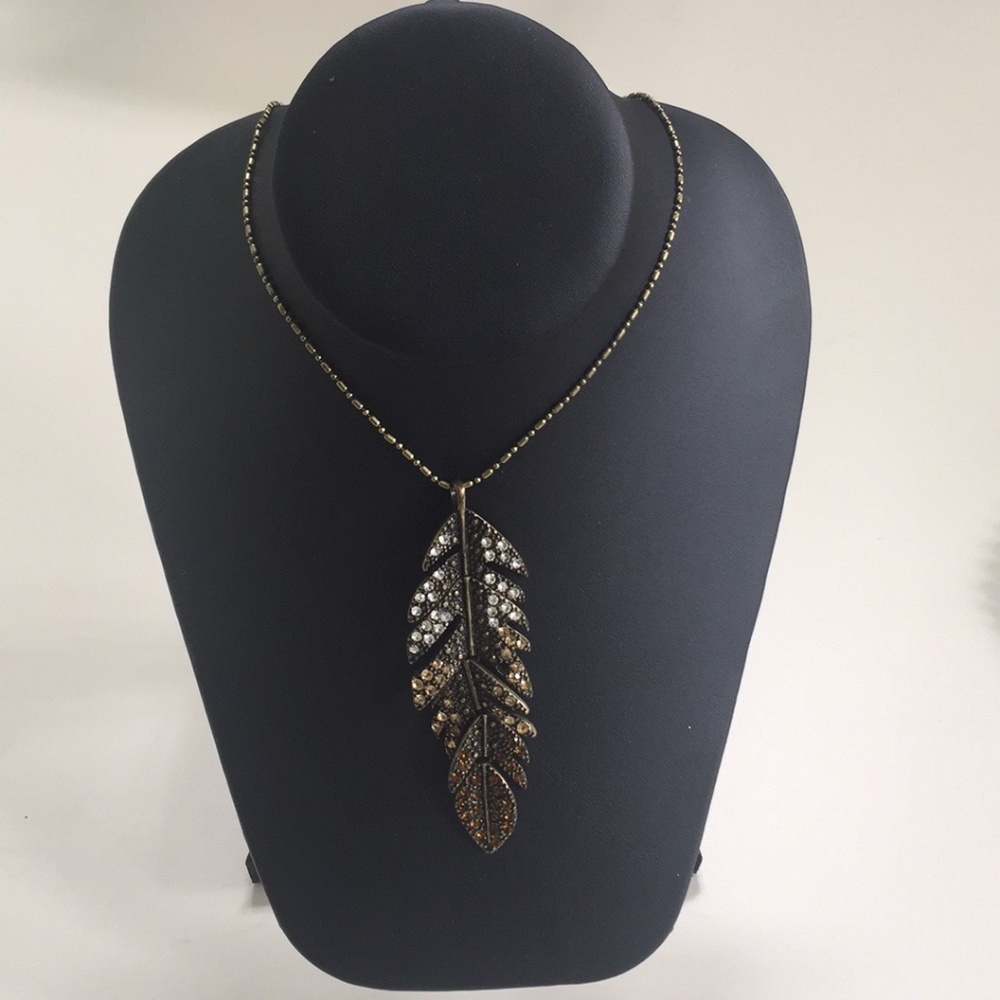 Leaf Necklace With Embedded Sparkling Stones